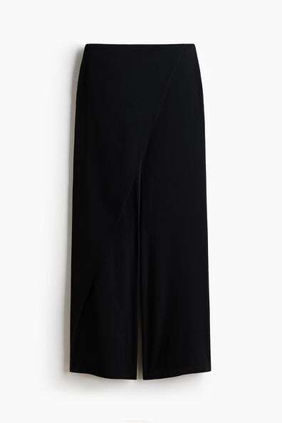 Wrap-detail twill trousers