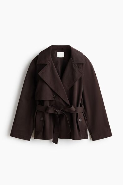 Short tie-belt trench coat