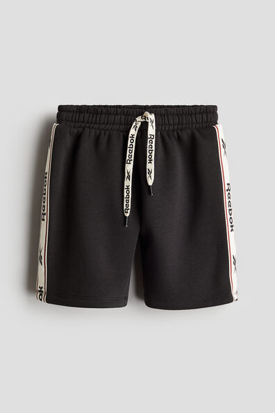 Print-motif pull-on sweatshirt shorts