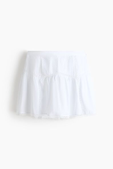 Lace-trimmed cotton skirt