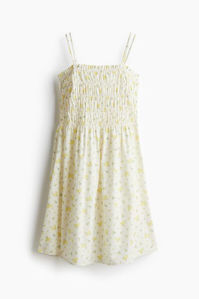 Smocked-bodice cotton dress