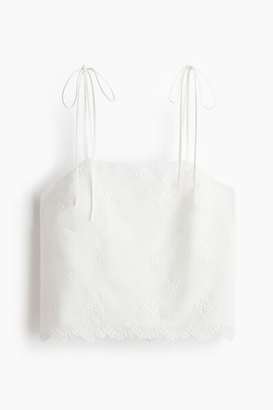 Embroidered tie-strap top
