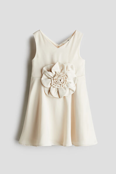 Appliquéd satin dress