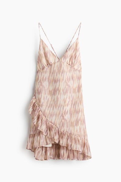 Frill-trimmed chiffon dress