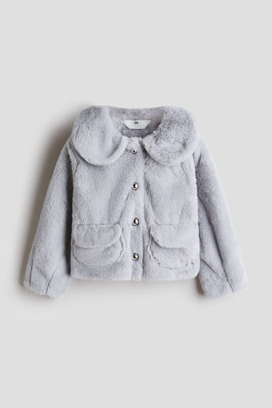 Collared fluffy jacket