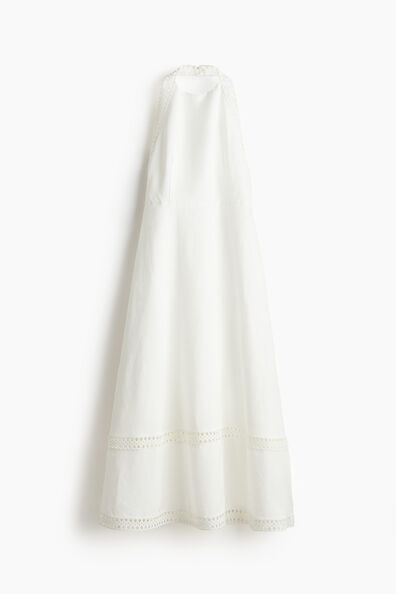 Linen-blend halterneck dress