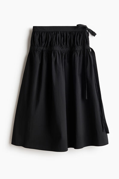 Tie-detail denim skirt