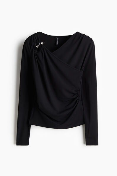 Draped-detail jersey top
