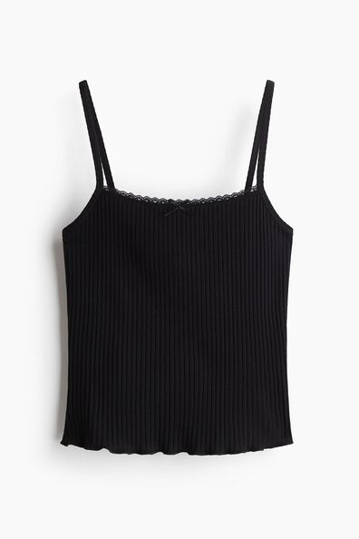Lace-trimmed strappy top