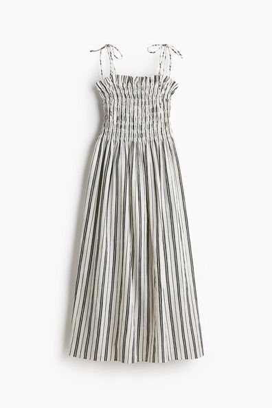 Smocked-bodice tie-strap dress