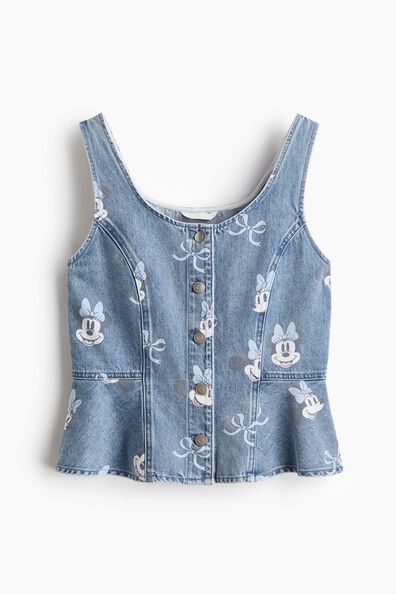 Printed denim top