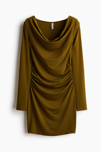 Cowl-neck jersey dress