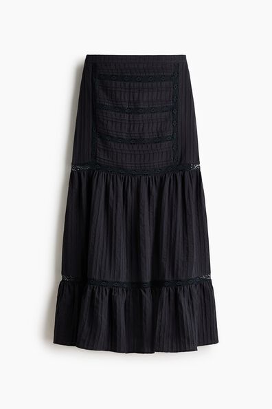 Lace-inset maxi skirt