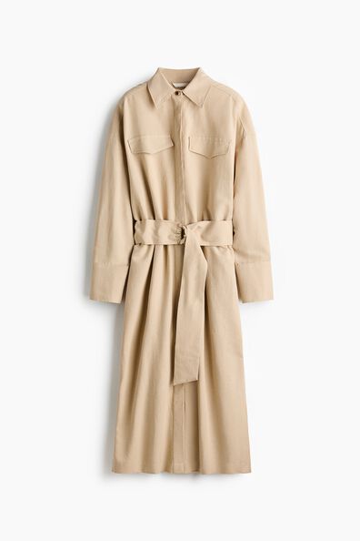 Linen-blend shirt dress