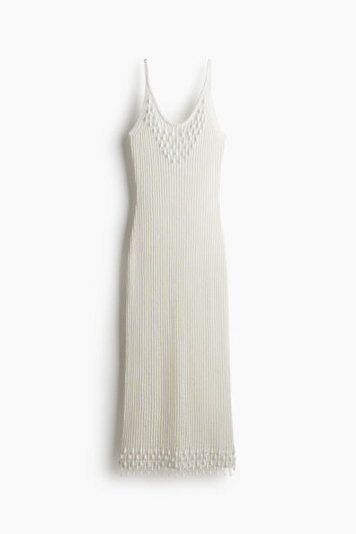 Bead-embellished knitted dress