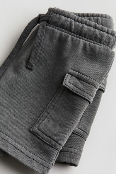 Washed-look sweatshirt cargo shorts