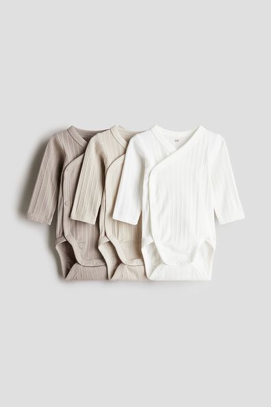 3-pack ribbed wrapover bodysuits