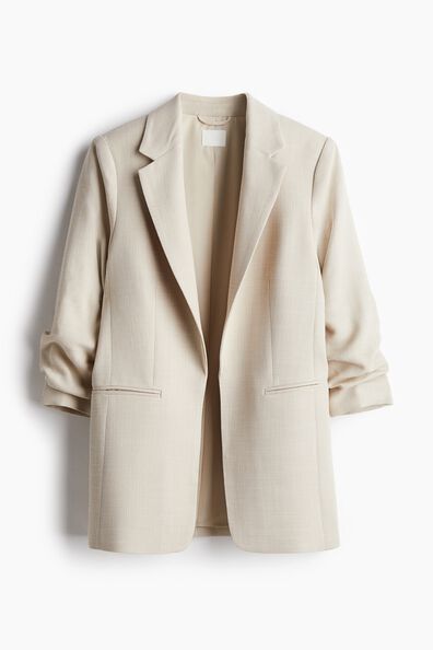 Gathered-sleeve blazer