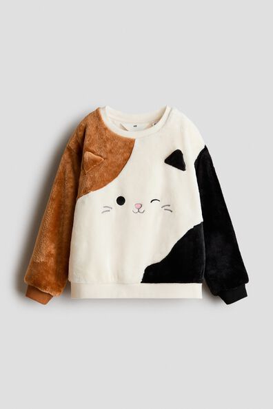 Motif-detail pile sweatshirt
