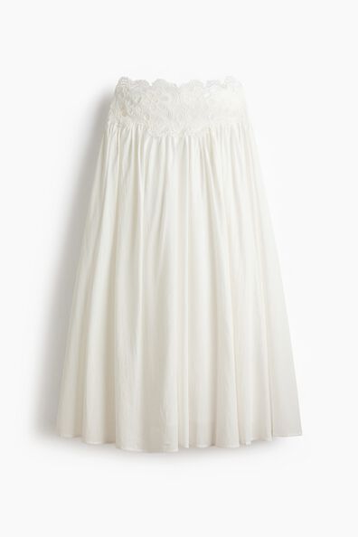 Lace-detail cotton skirt