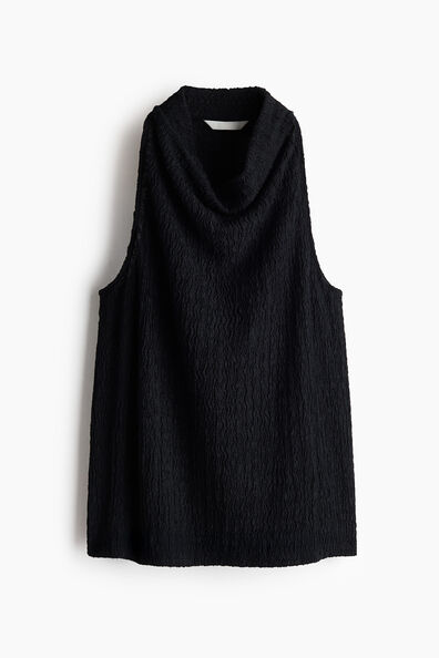 Crinkled cowl-neck top