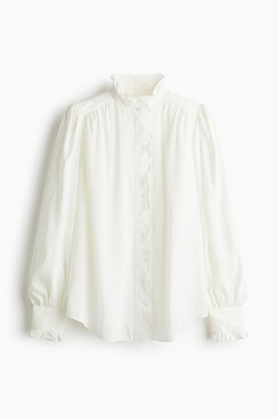 Oversized frill-trimmed blouse