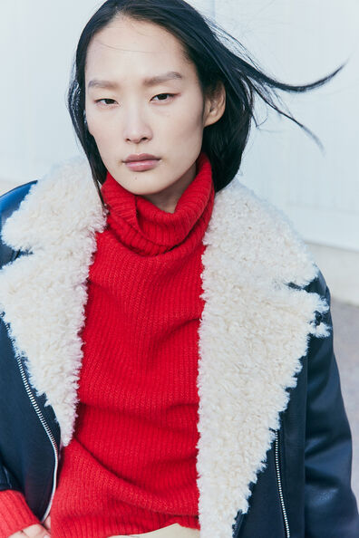 Rib-knit polo-neck jumper