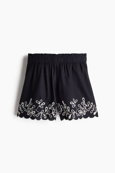 Embroidered cotton shorts