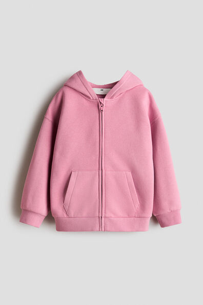 Oversized brushed-inside zip-through hoodie