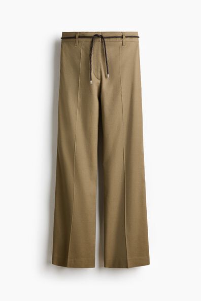 Linen-blend bootcut trousers