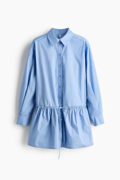 Drawstring-detail poplin shirt dress