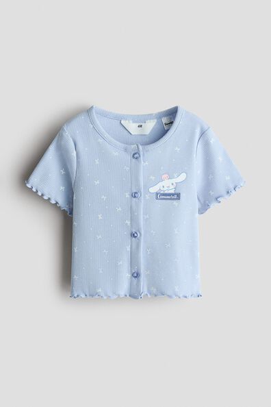 Printed button-front top