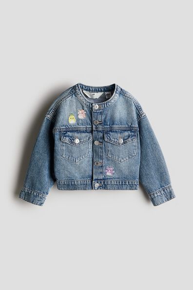 Embroidered-motif denim jacket