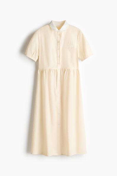 Puff-sleeved shirt dress