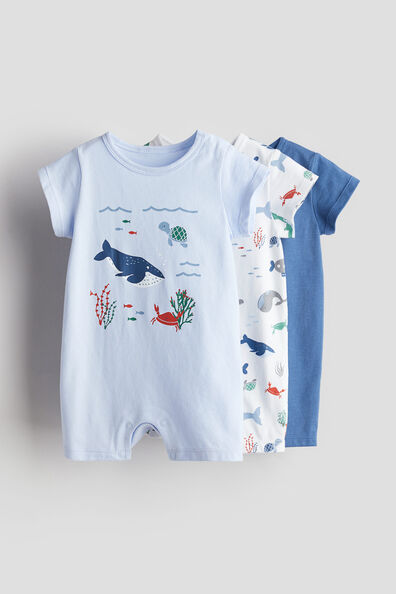 3-pack cotton sleepsuits