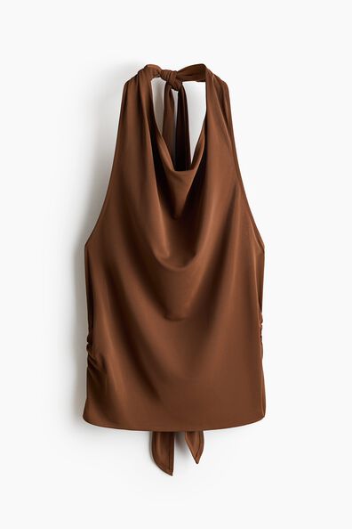 Cowl-neck halterneck top