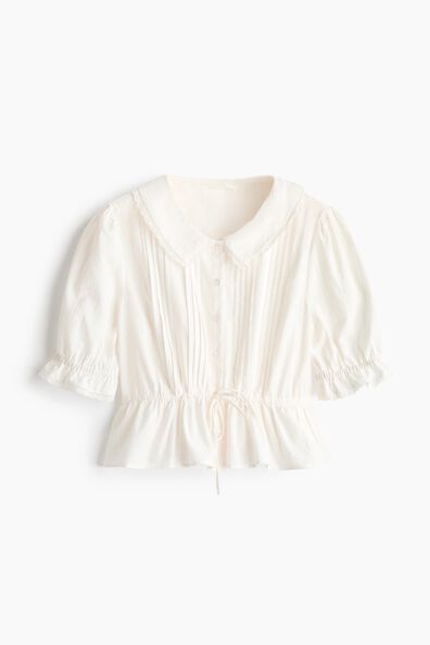 Pintucked peplum blouse