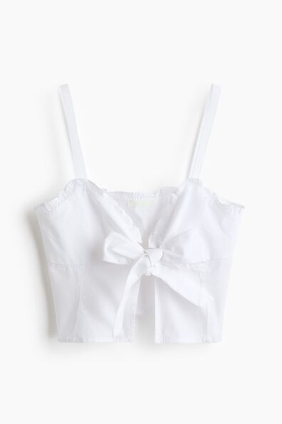 Cropped tie-detail top
