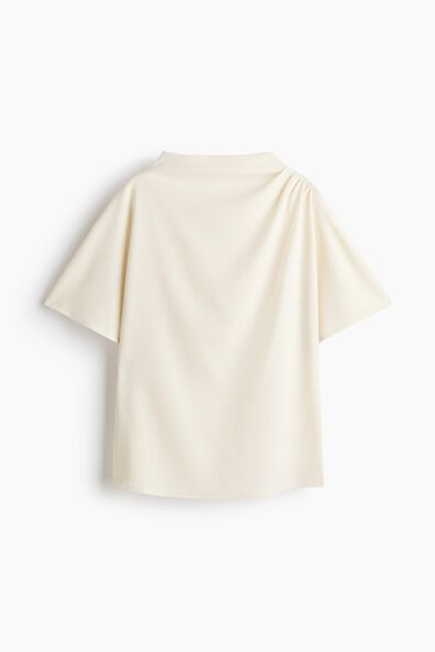 Draped stand-collar top