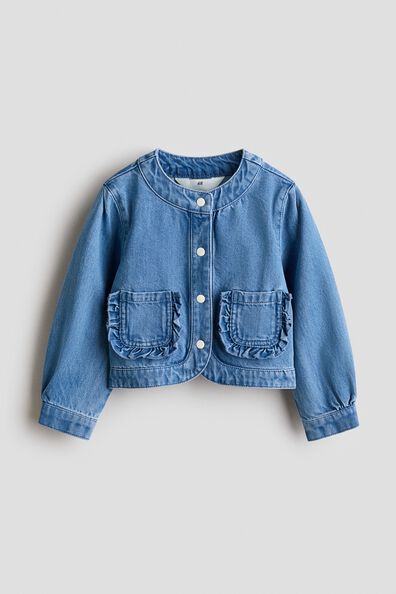 Frill-trimmed denim jacket