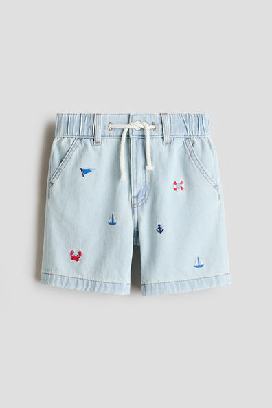 Embroidery-detail denim shorts