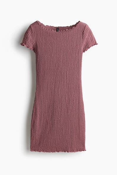 Overlock-detail crinkled dress