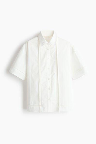 Tie-detail cotton shirt