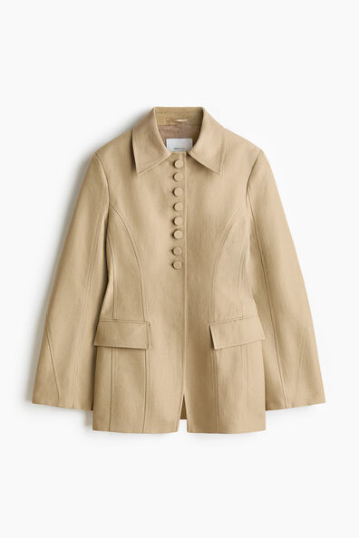 Linen-blend hourglass blazer