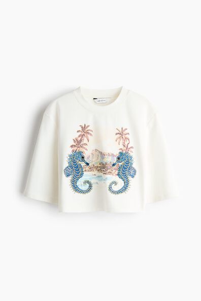 Cropped embellished T-shirt