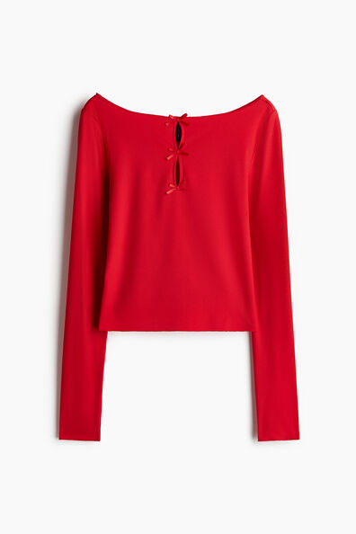 Bow-detail ribbed top