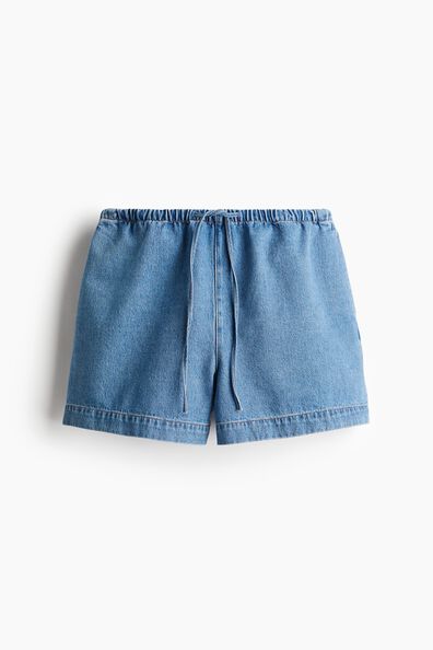 Denim drawstring shorts