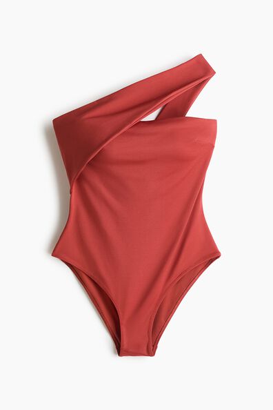 Padded-cup one-shoulder swimsuit