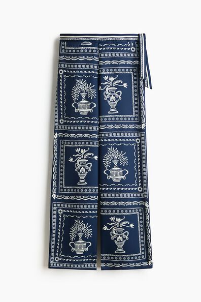 Printed tie-detail trousers