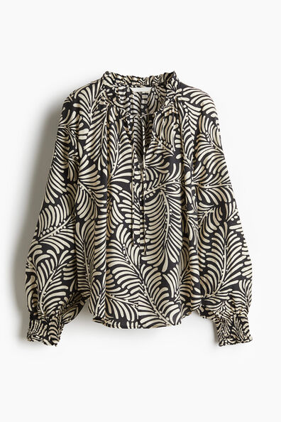 Oversized tie-neck blouse